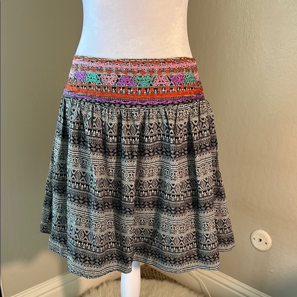 Bohemian Black and Multicolor Skirt